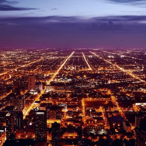 Chicago skyline at evening